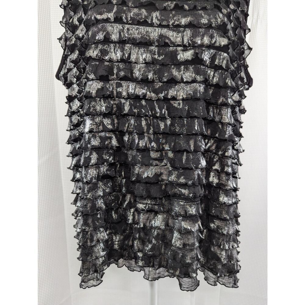 Perceptions! Black & Silver Metallic Brushed Ruff… - image 4